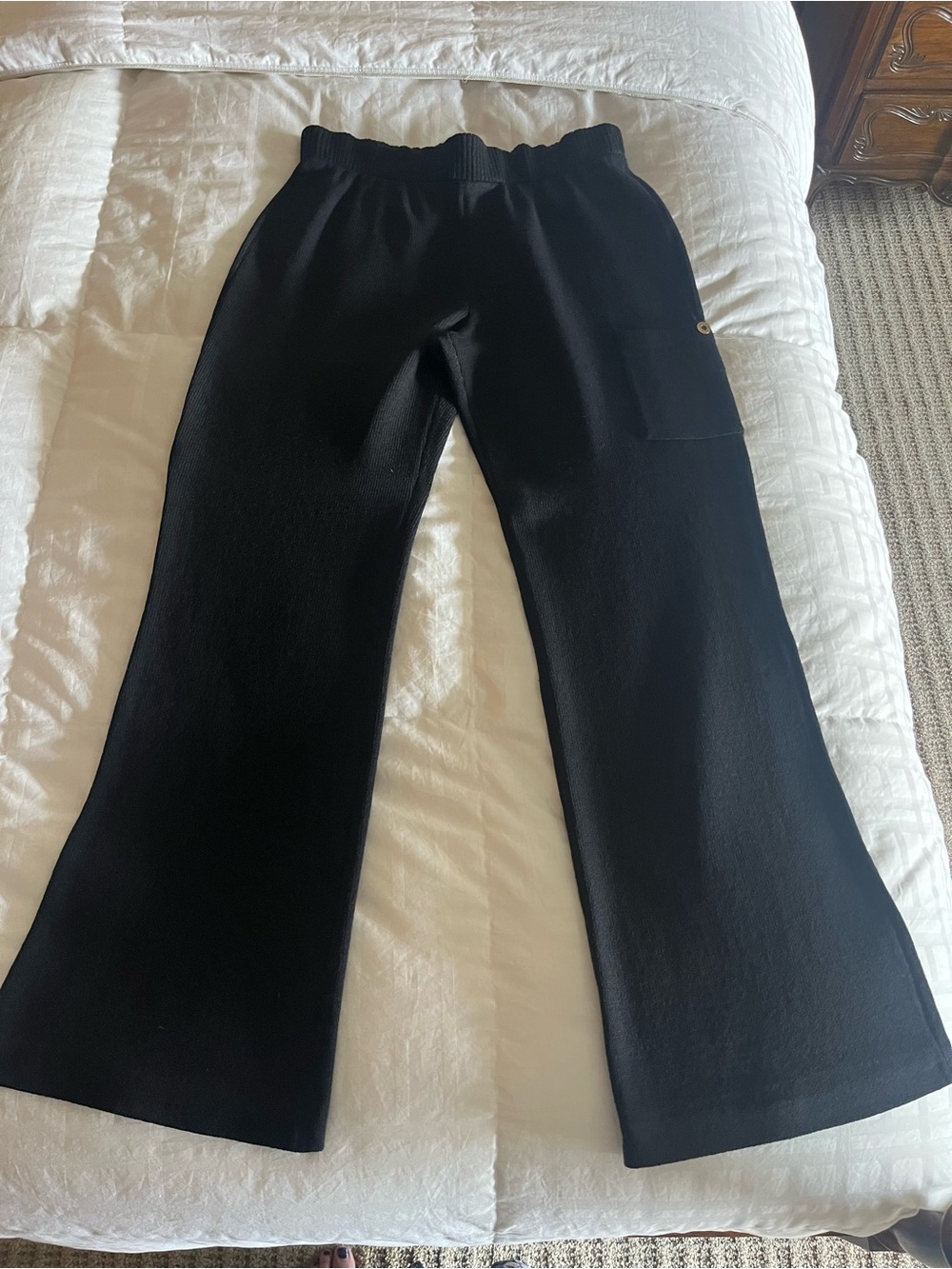 St. John Sport Black Ribbed Waistband Pants - S